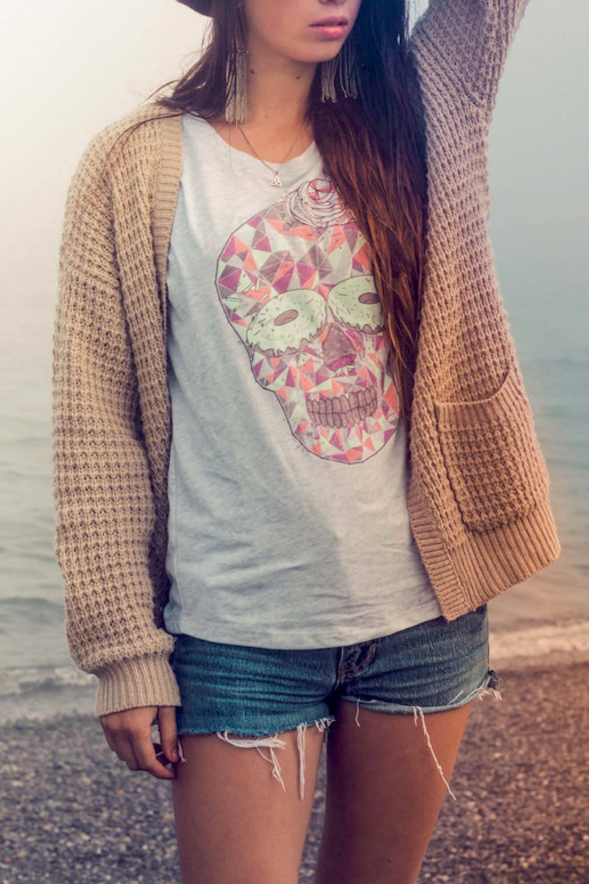 Choke Grey Sugar-Skull Dolman Tee