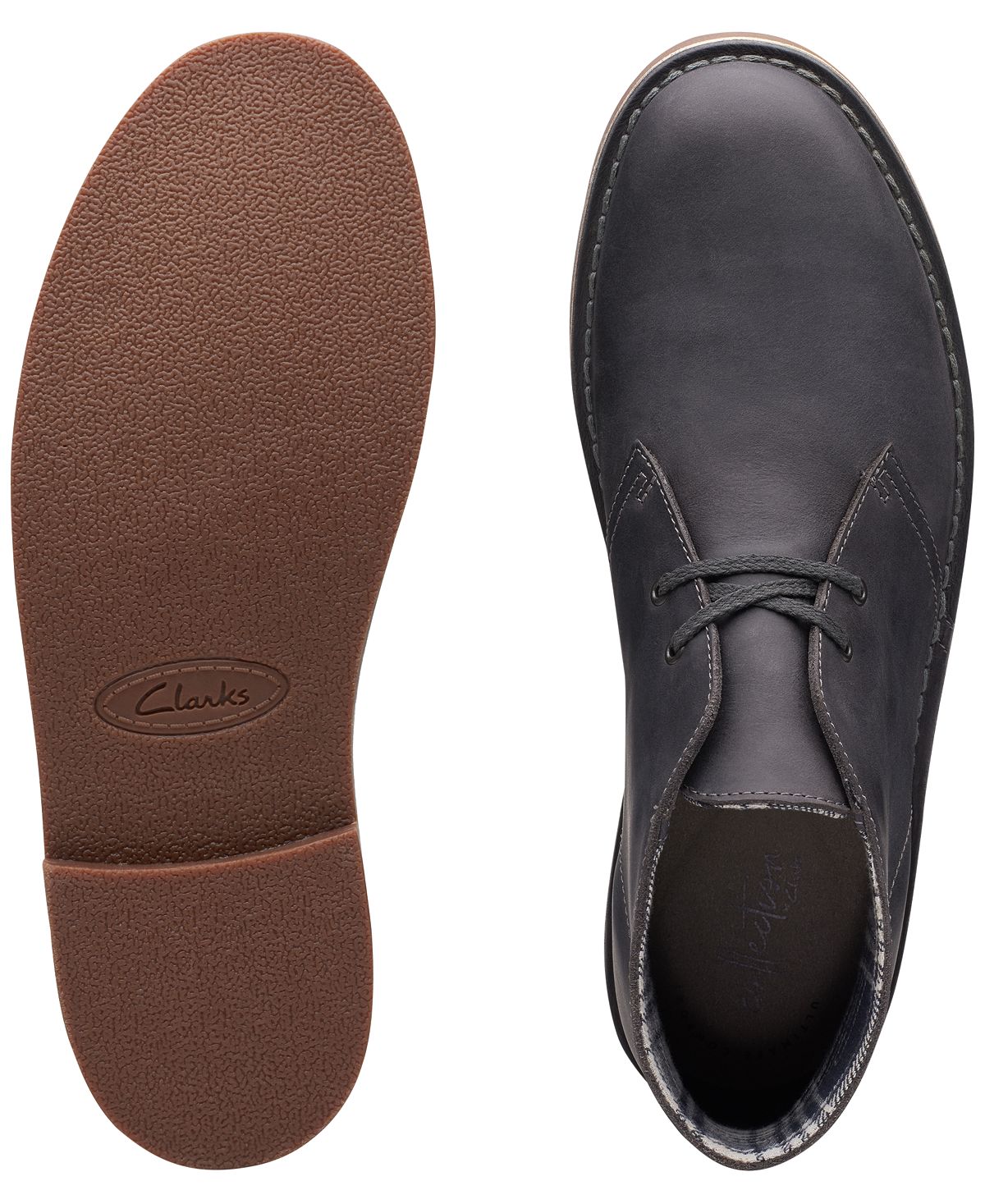 Clarks Bushacre 2 Aubergine Leather Chukka Boots Graphite