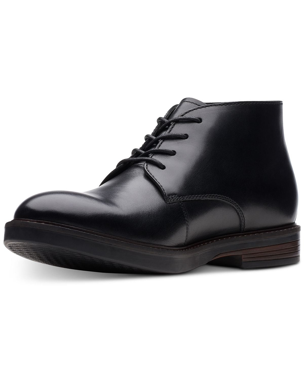 Clarks Paulson Mid Black Leather Casual Boots Black
