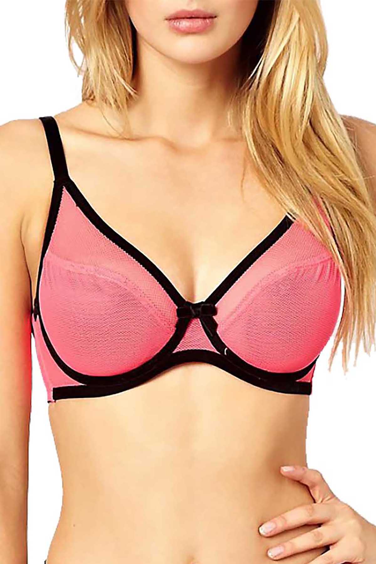 Claudette Pink Mesh Demi Bra