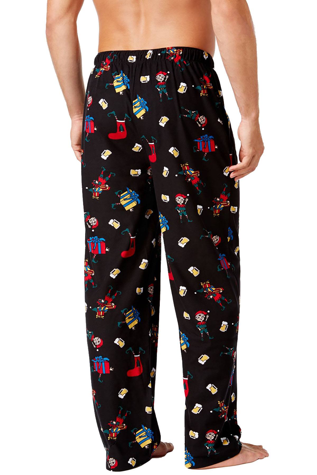 Club Room Black Drunk Elf Printed Pajama Pant