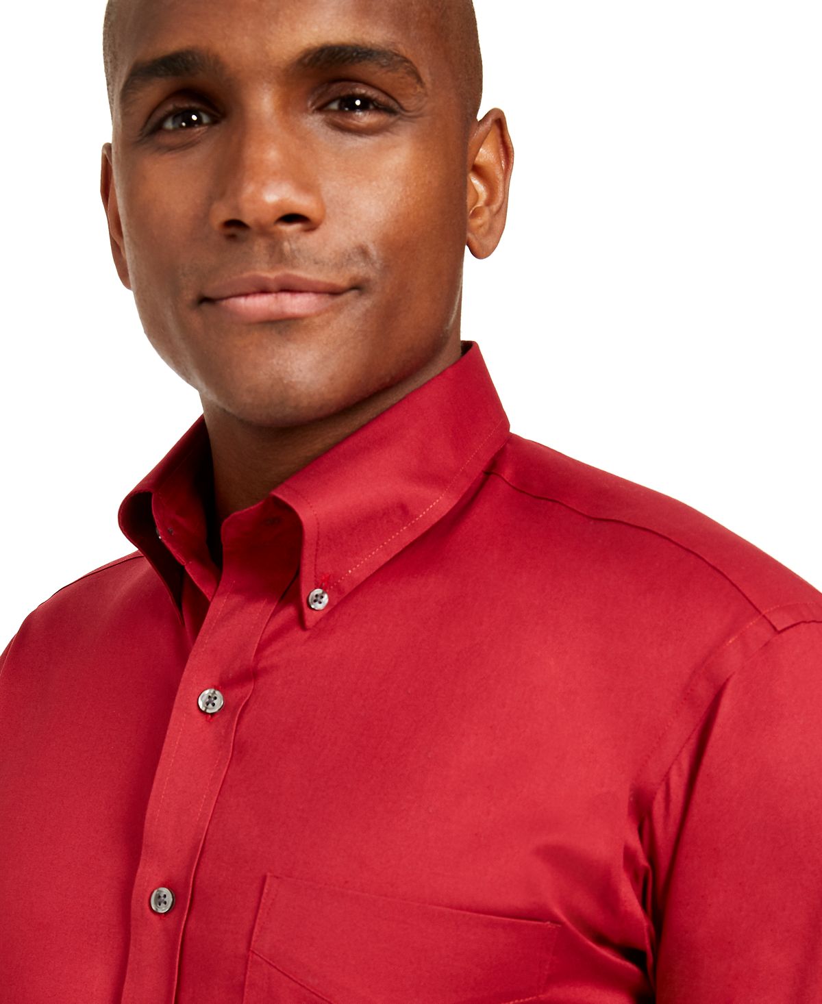 Club Room Classic/regular Fit Stretch Wrinkle-resistant Solid Pinpoint Dress Shirt Claret