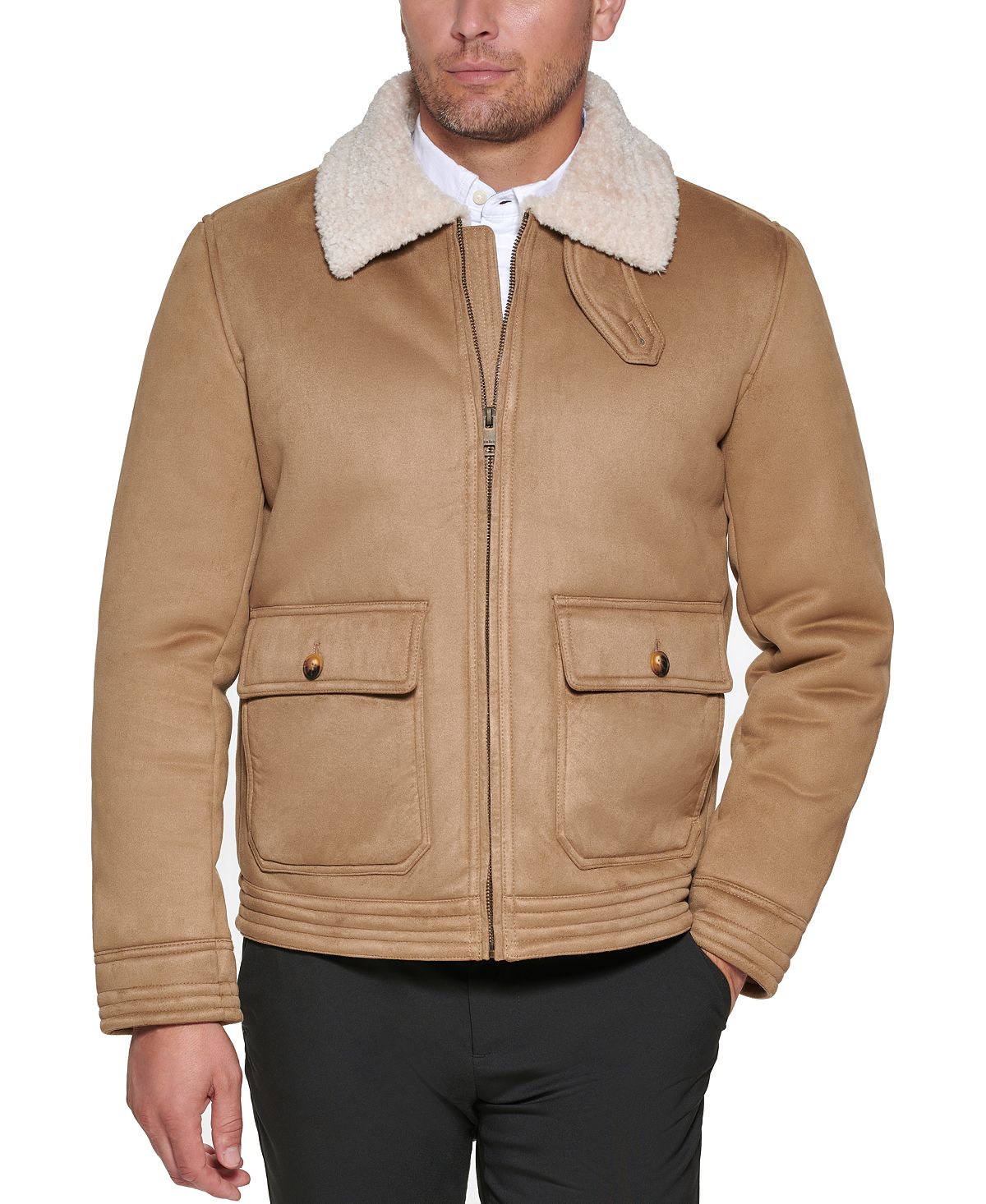 Club Room Faux Suede Jacket Tan