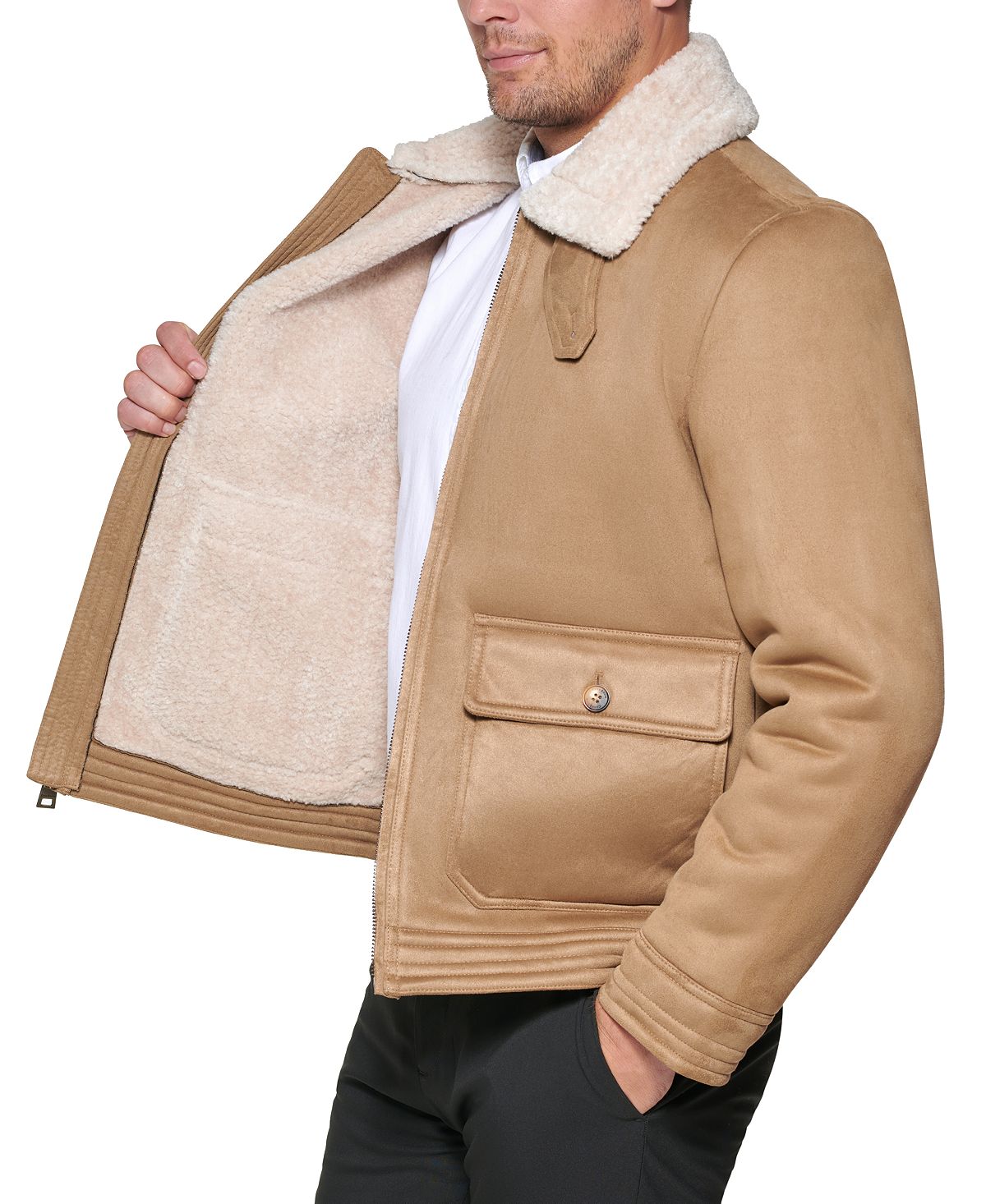 Club Room Faux Suede Jacket Tan