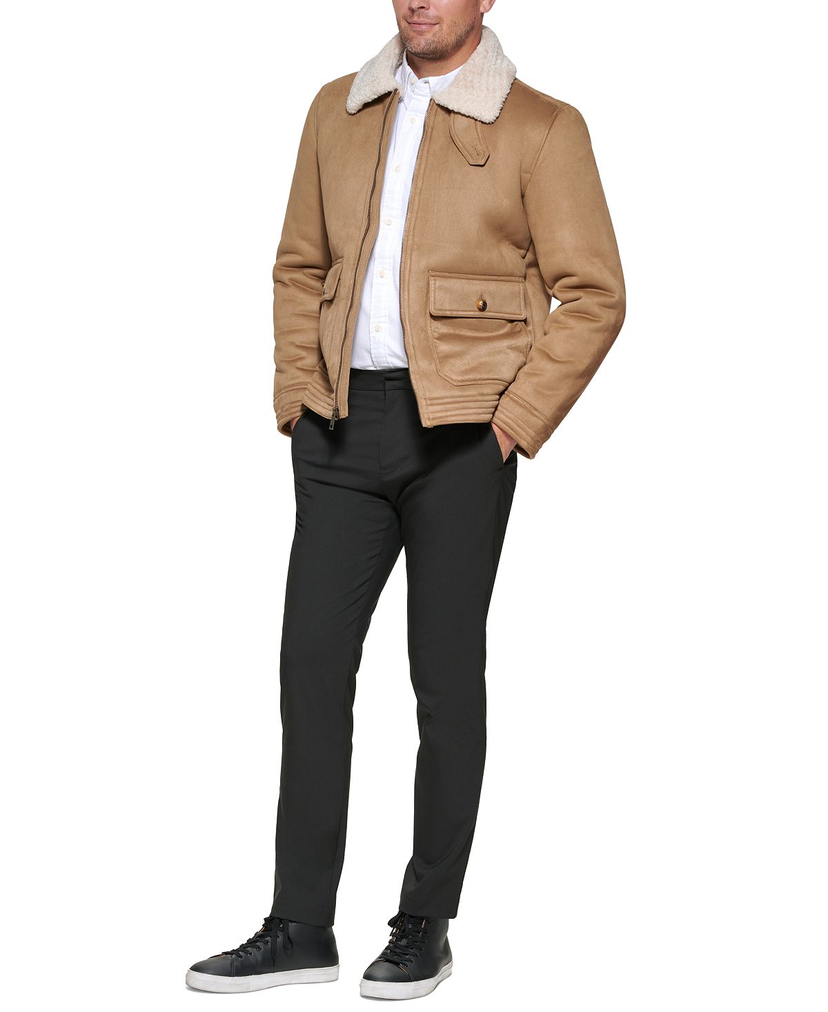 Club Room Faux Suede Jacket Tan