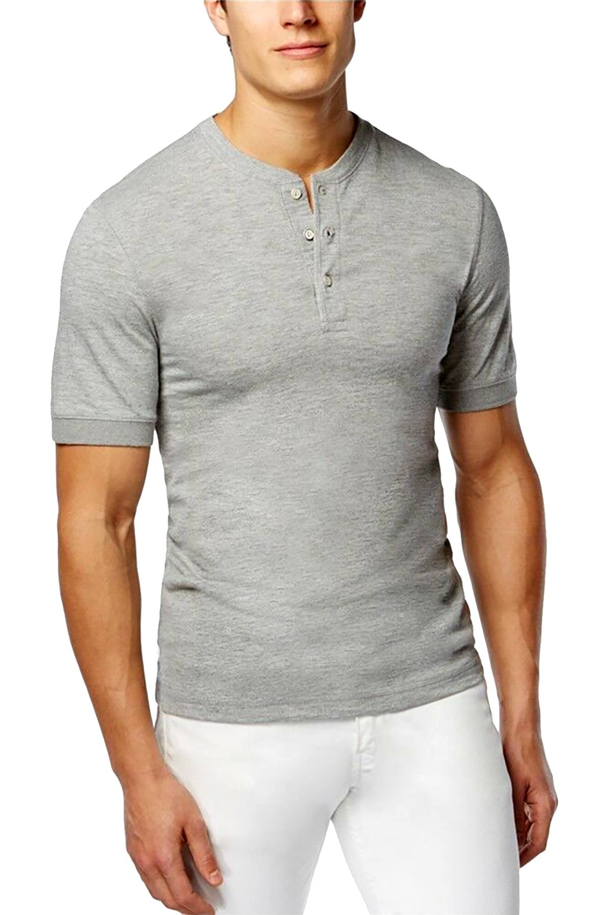 Club Room Heather-Grey Slub-Knit Henley Shirt