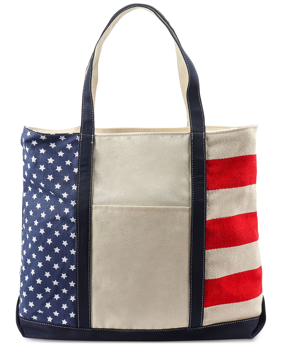 Club Room Holiday Flag Tote White/red/nvy