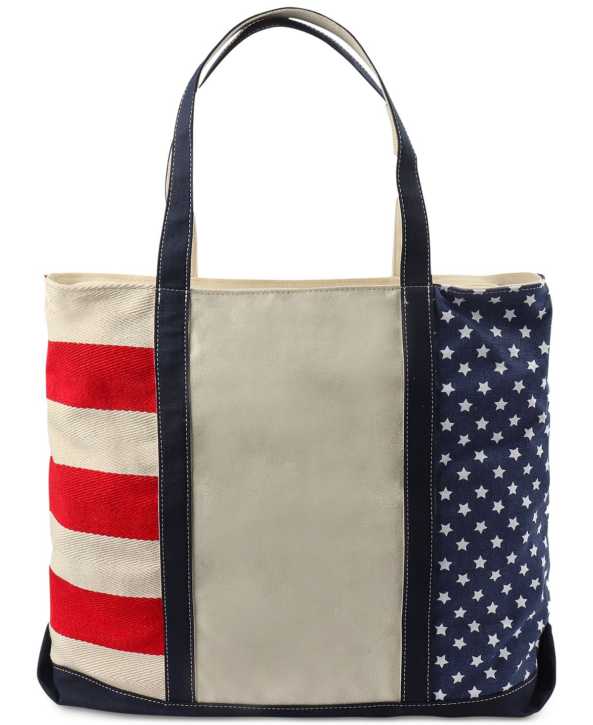 Club Room Holiday Flag Tote White/red/nvy