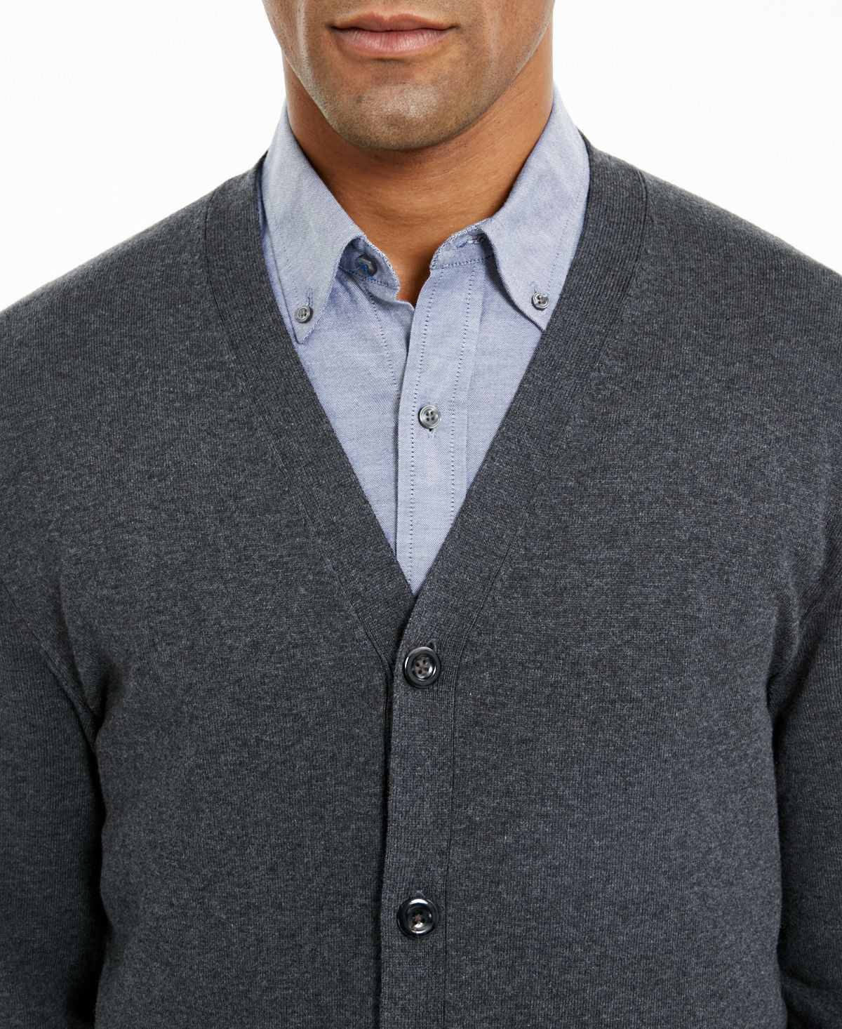Club Room Knit V-neck Cardigan Charcoal Heather