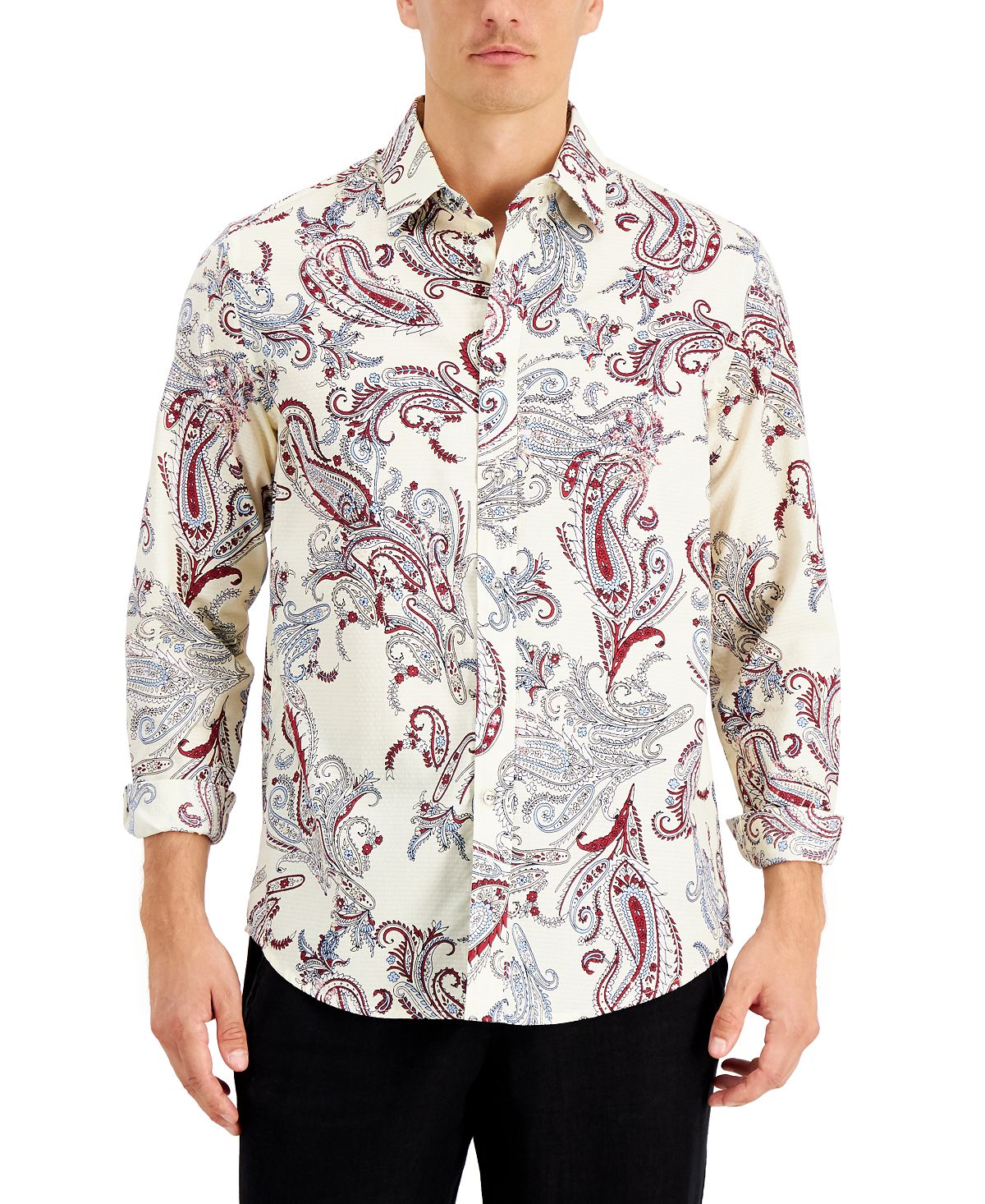 Club Room Paisley Dobby Shirt Winter Ivory Co