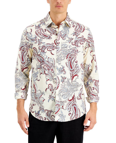 Club Room Paisley Dobby Shirt Winter Ivory Co