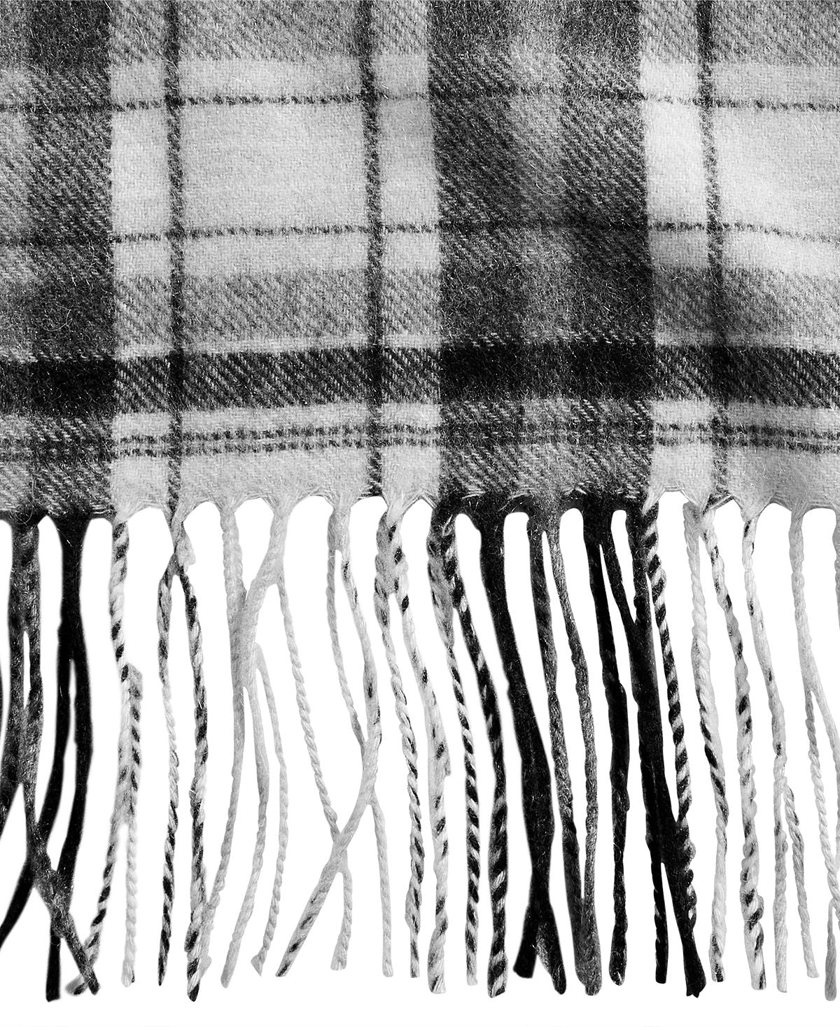 Club Room Plaid Cashmere Scarf Black/White Combo