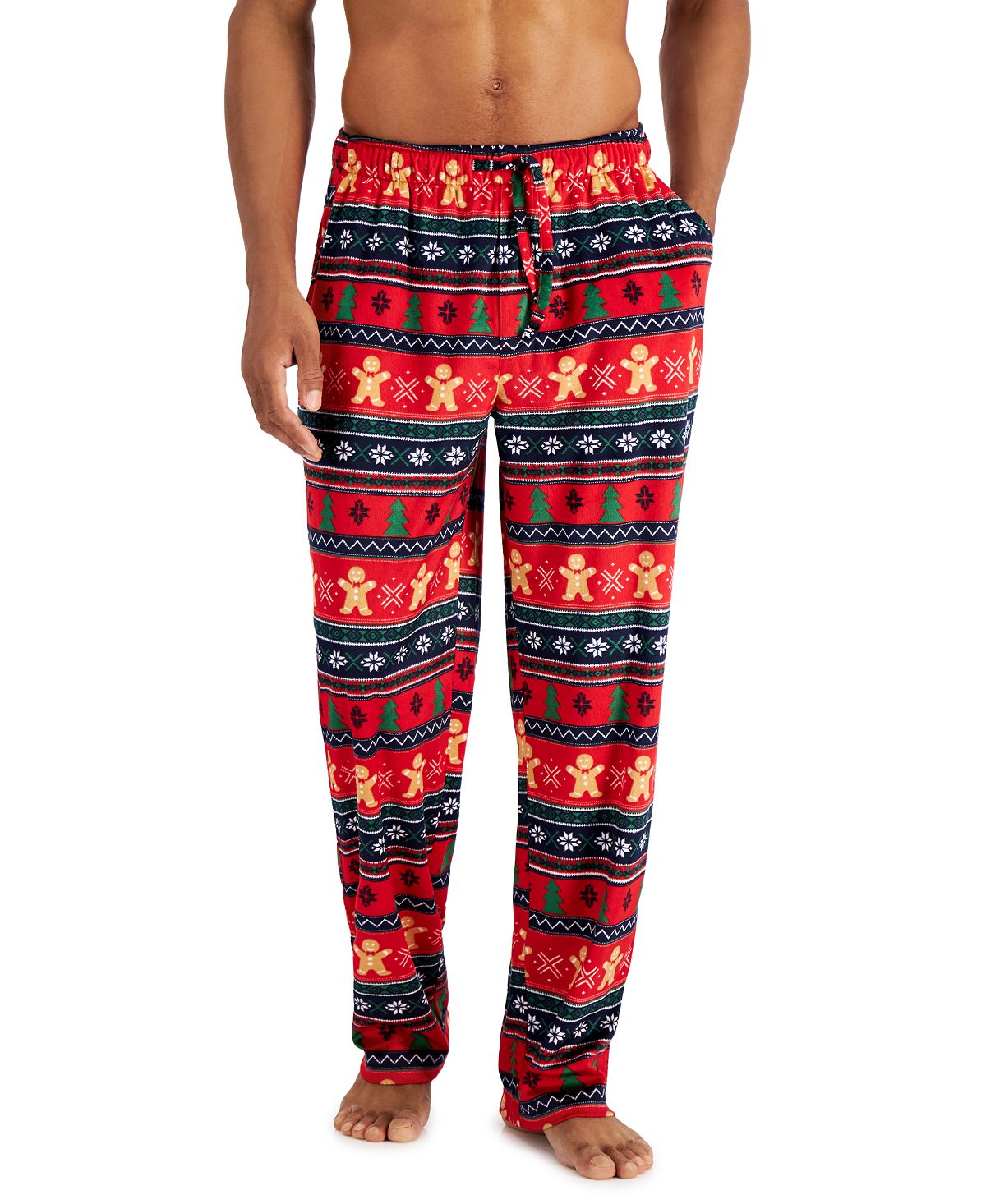 Club Room Printed Fleece Pajama Pants Red Fair Isle