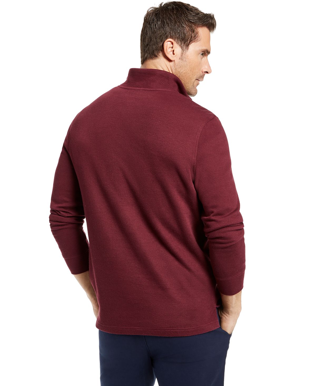 Club Room Quarter-zip French Rib Pullover Sweater Red Plum
