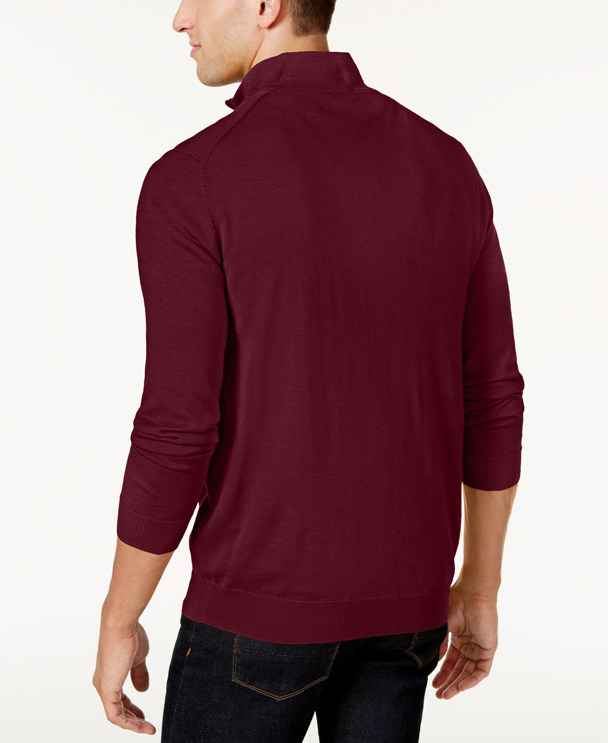 Club Room Quarter-zip Merino Wool Blend Sweater Red Plum