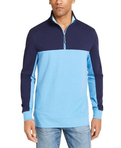 Club Room Regular-fit Colorblocked 1/4-zip Sweatshirt Ls Two Tone 1/4 Zip