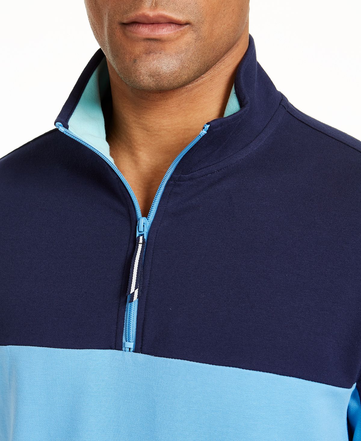 Club Room Regular-fit Colorblocked 1/4-zip Sweatshirt Ls Two Tone 1/4 Zip
