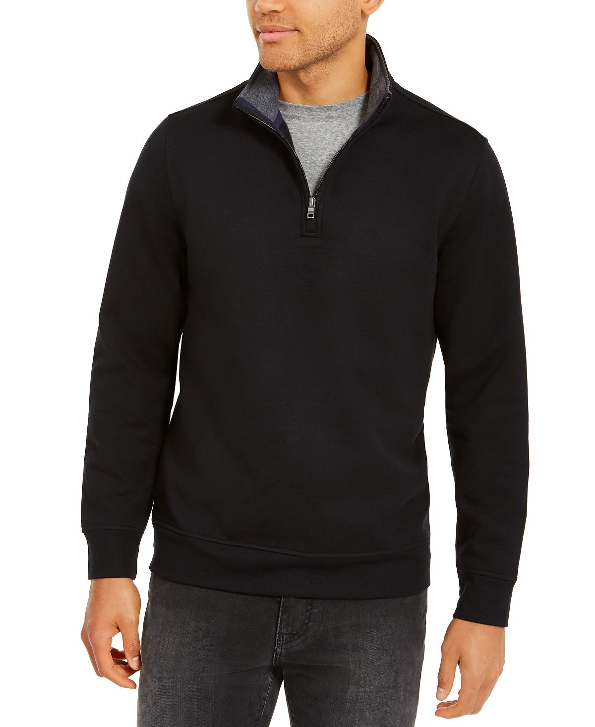 Club Room Stretch Quarter-zip Fleece Sweatshirt Deep Black
