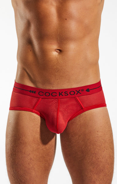Cocksox Red CX76SH Sheer Sports Brief
