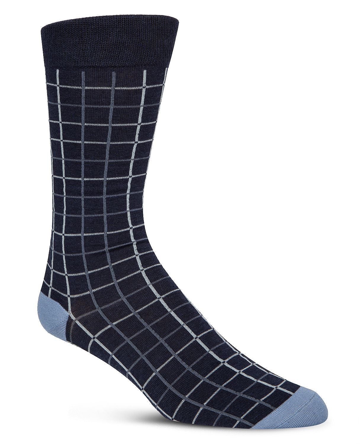 Cole Haan Windowpane Check Crew Socks Marine