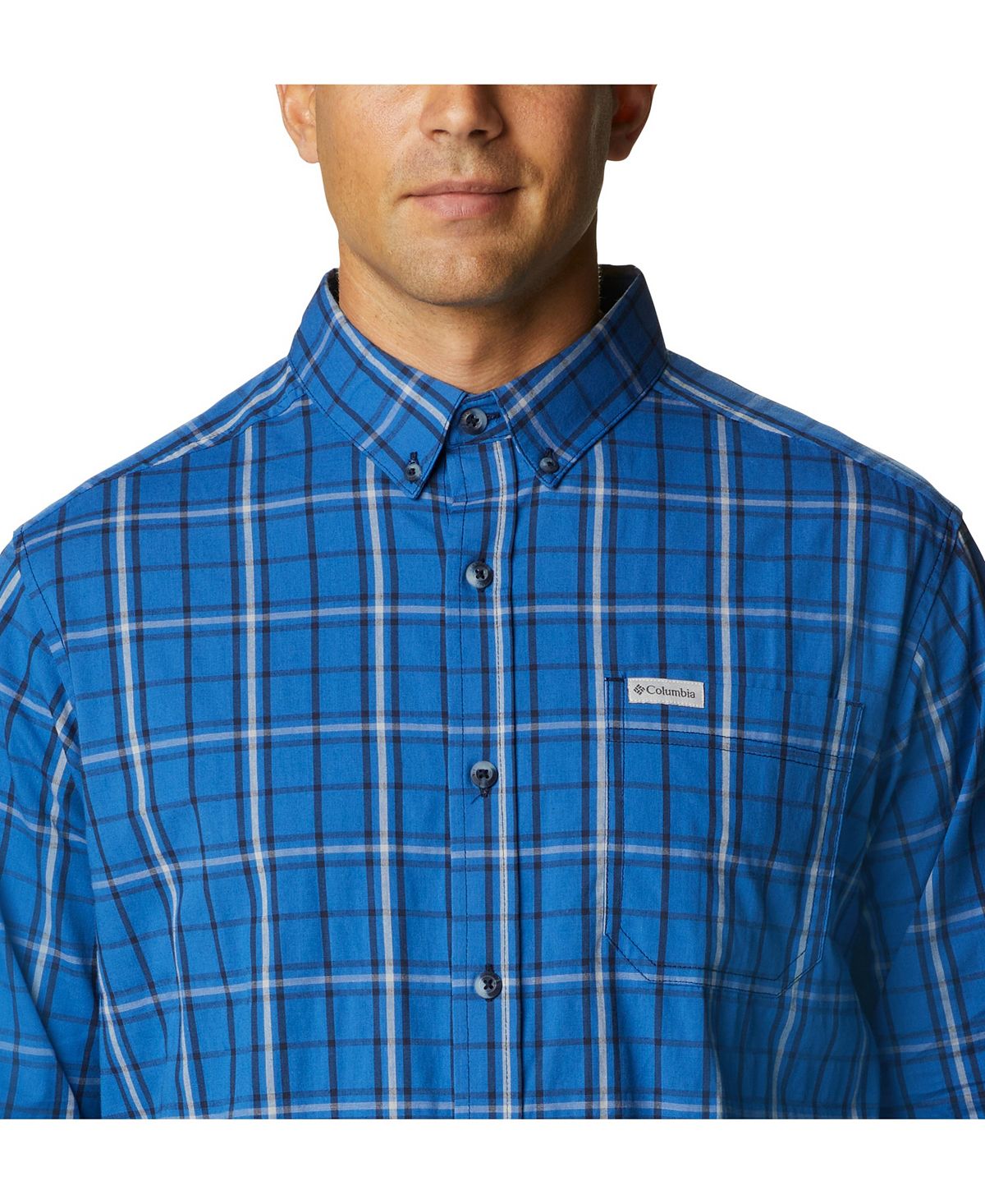 Columbia Rapid Rivers Ii Long Sleeve Shirt Bright Indigo Tartan Grid