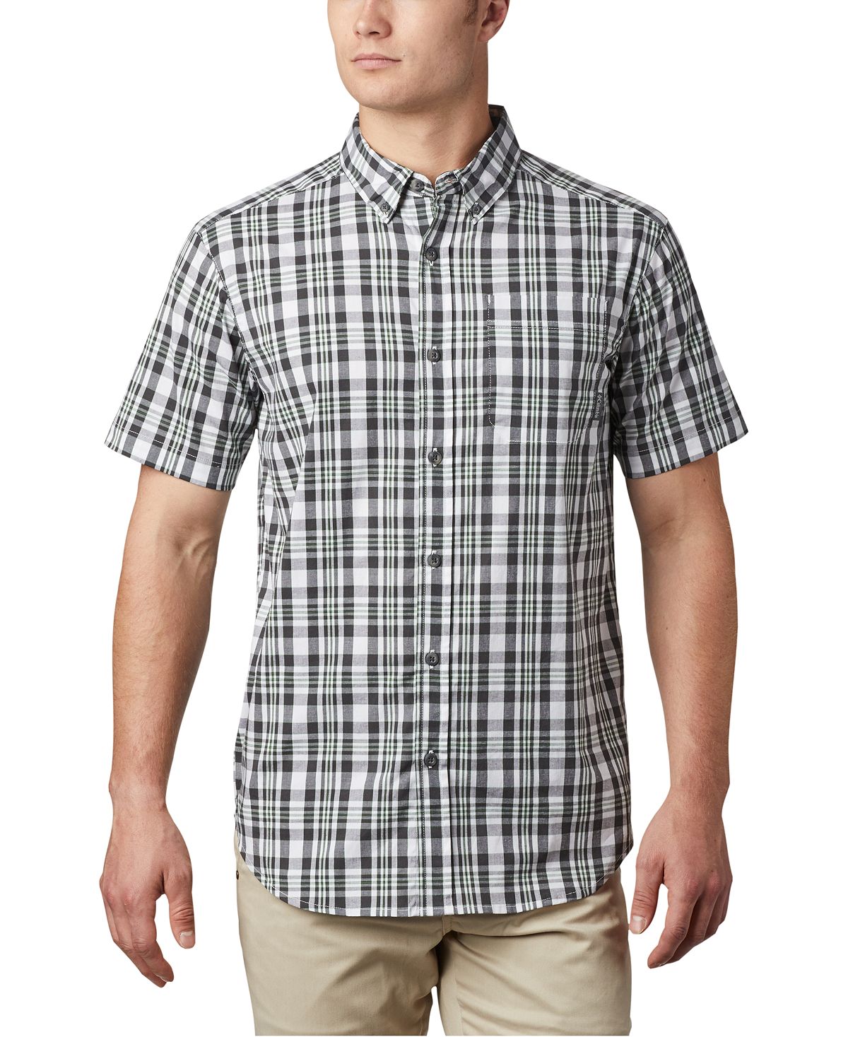 Columbia Rapid Rivers Short Sleeve Shirt Shark Medium Plaid