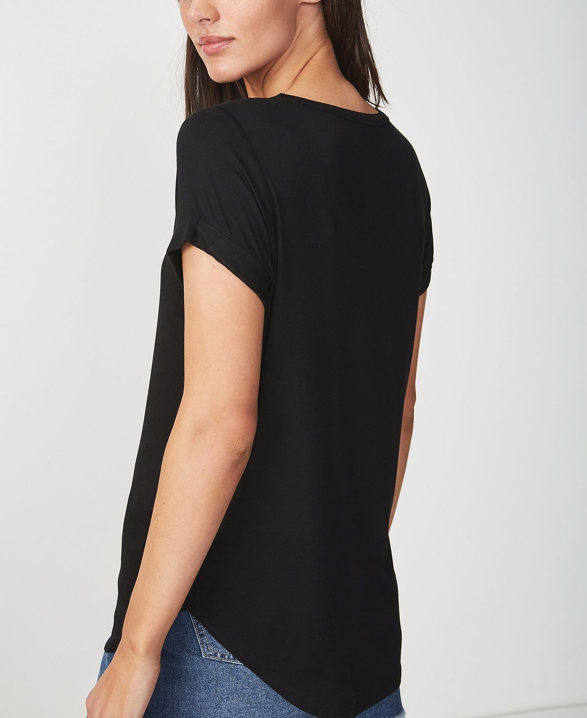 Cotton On Wo Karly Shorts Sleeve V Neck Top Black