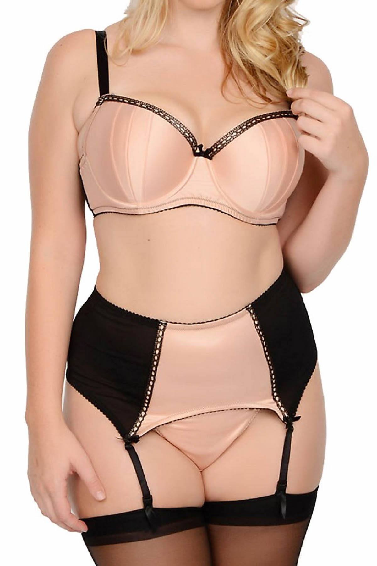 Crème Bralée Peach Amanda Satin Garter-Belt