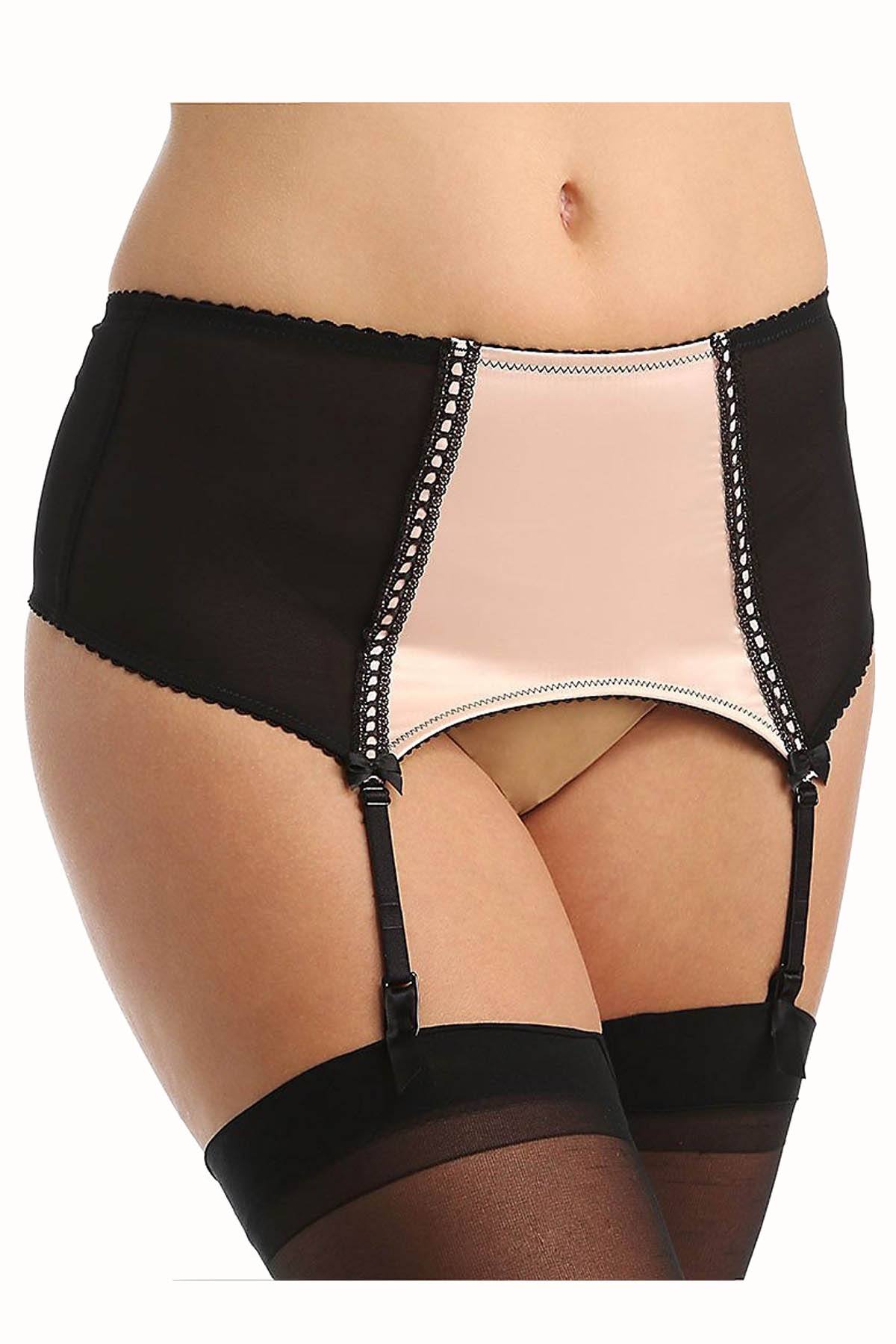 Crème Bralée Peach Amanda Satin Garter-Belt