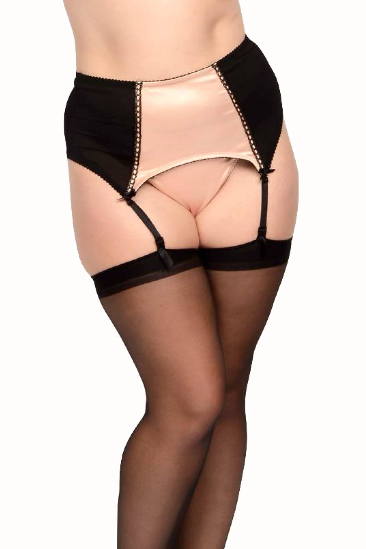 Crème Bralée Peach Amanda Satin Garter-Belt