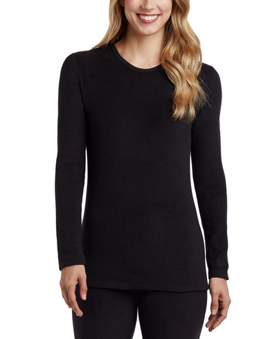 Cuddl Duds Petite Fleece Long-sleeve Crewneck Top Black