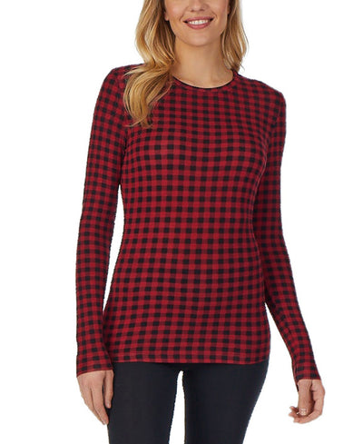 Cuddl Duds Softwear Long-sleeve Crewneck Top Red Buffalo