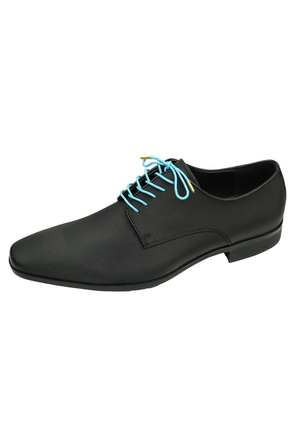 DIBI Bright-Blue Polkadot Dress Shoelaces w/ Gold Aglets