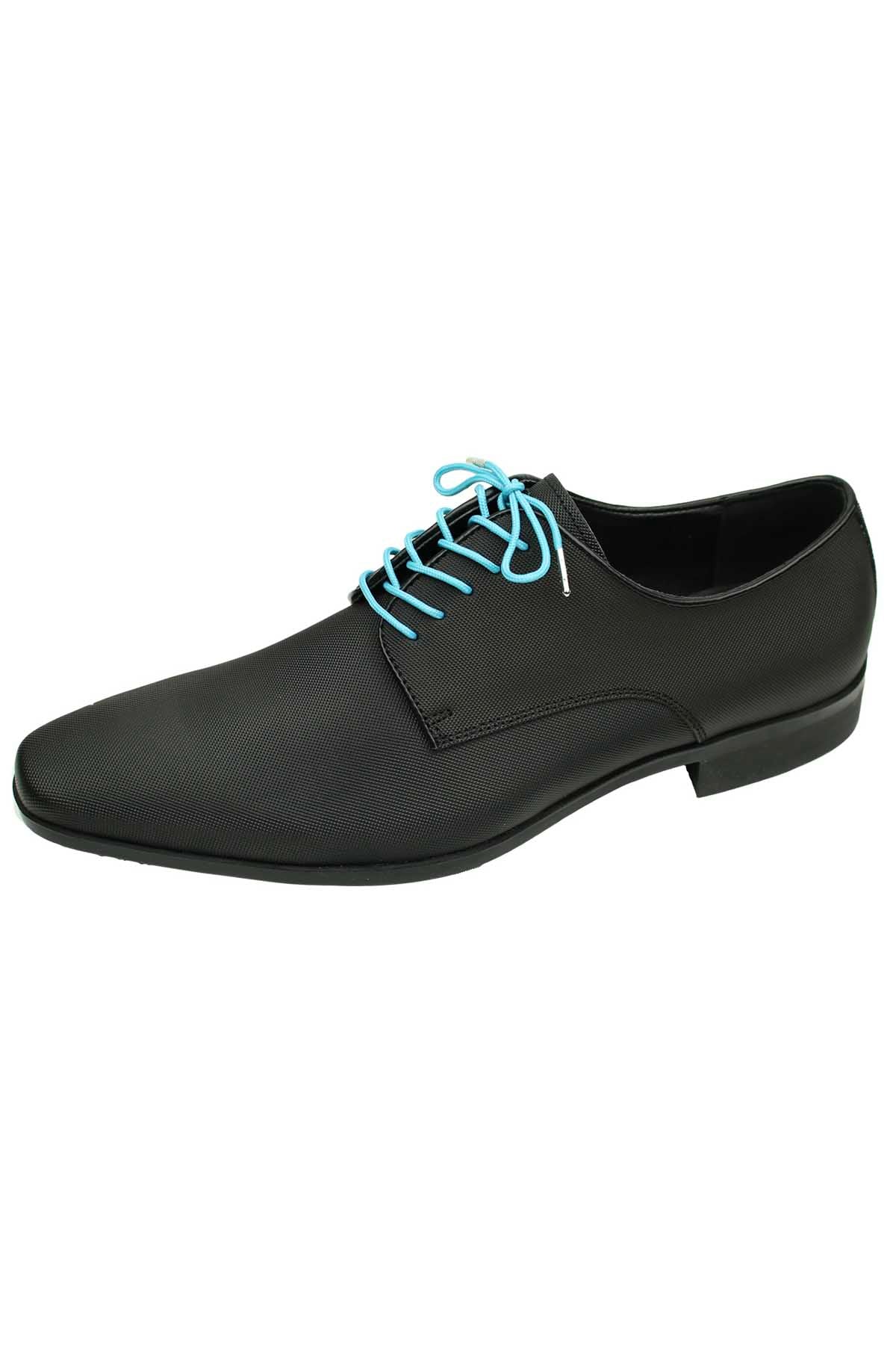 DIBI Solid Bright-Blue Dress Shoelaces w/ Silver Aglets
