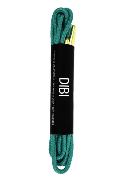 DIBI Solid Spruce-Green Dress Shoelaces w/ Gold Aglets