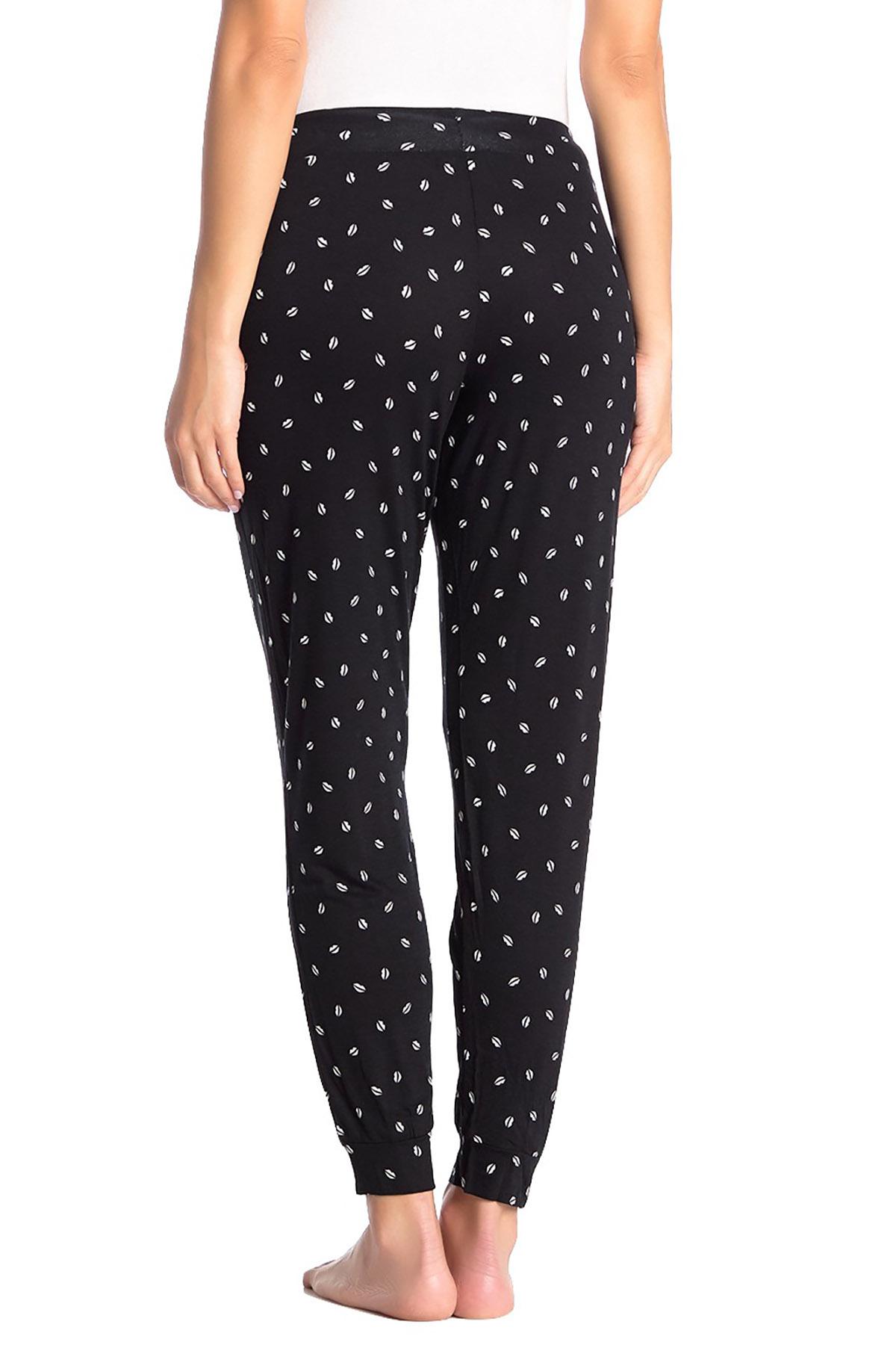 DKNY Black Allover Lips Printed Pajama Jogger Pant