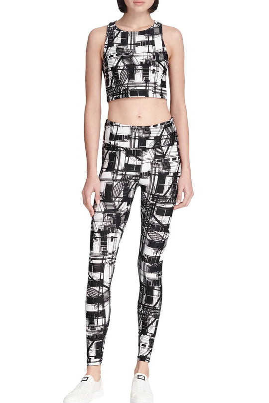 DKNY Black Combo Escape Printed Low Impact Racerback Sports Bra