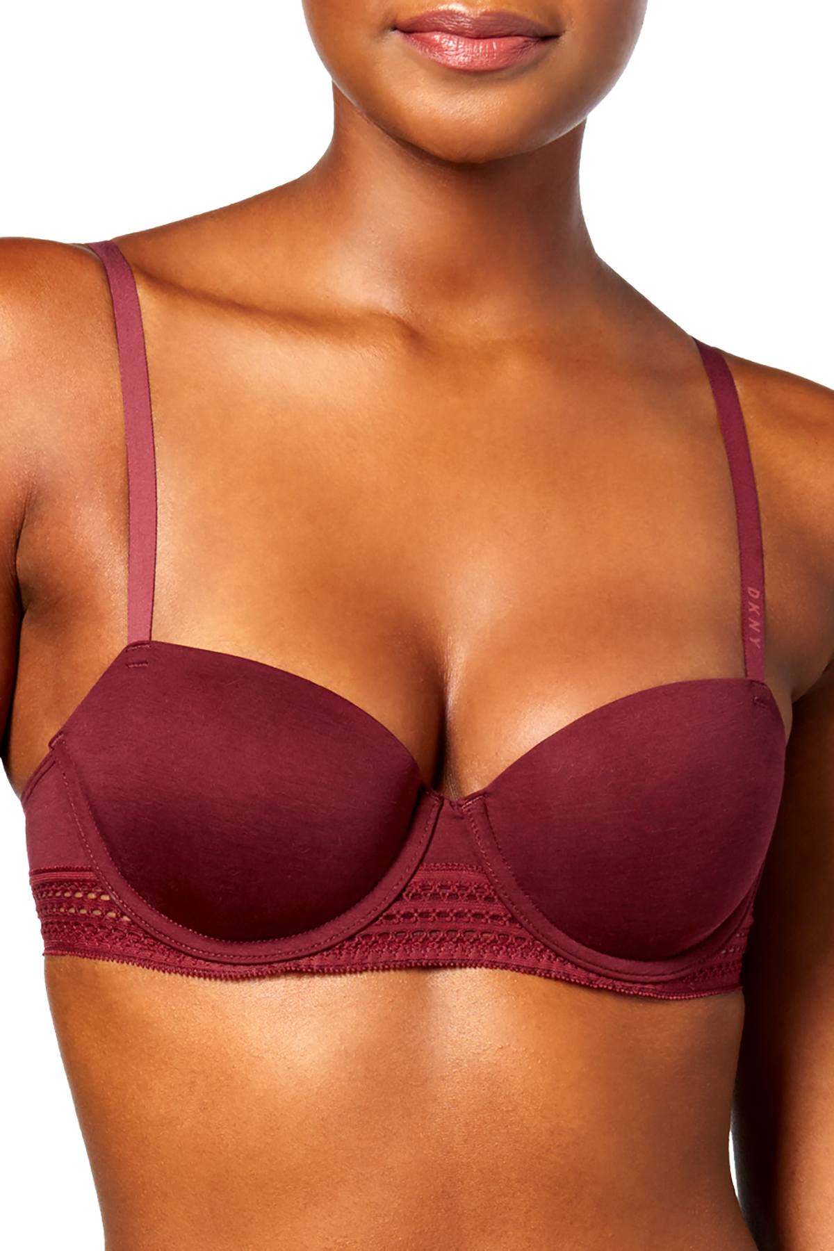 DKNY Bordeaux Lace-Trim Balconette Bra