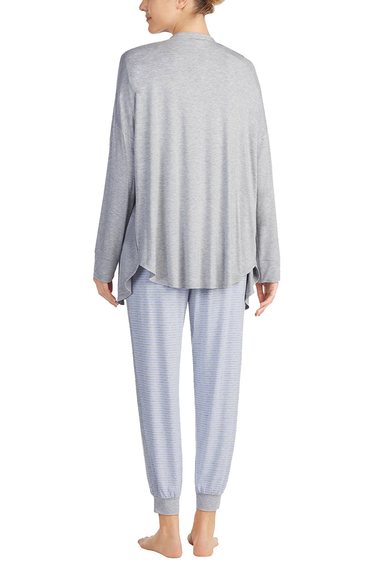 DKNY Heather-Grey Cozy Wrap-Front Bed Jacket