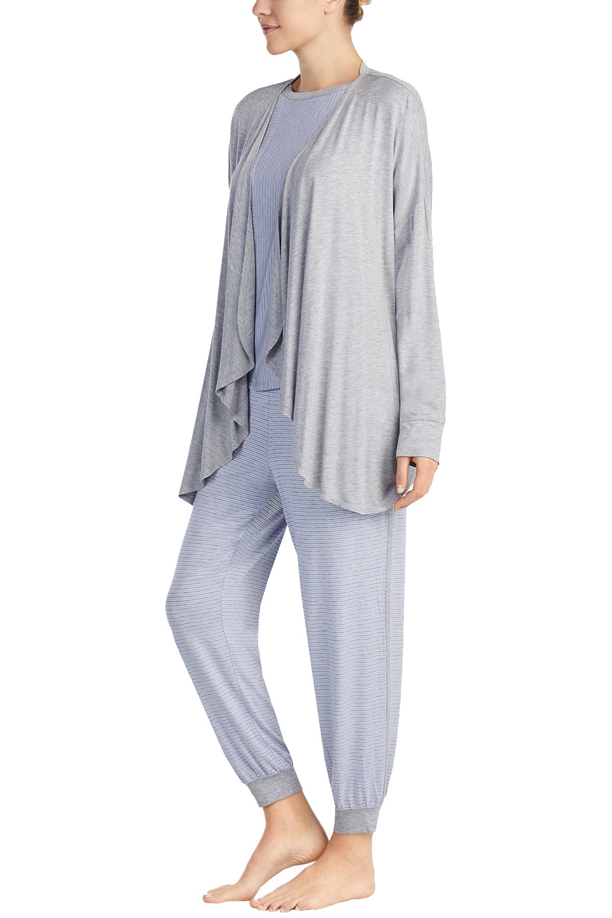 DKNY Heather-Grey Cozy Wrap-Front Bed Jacket