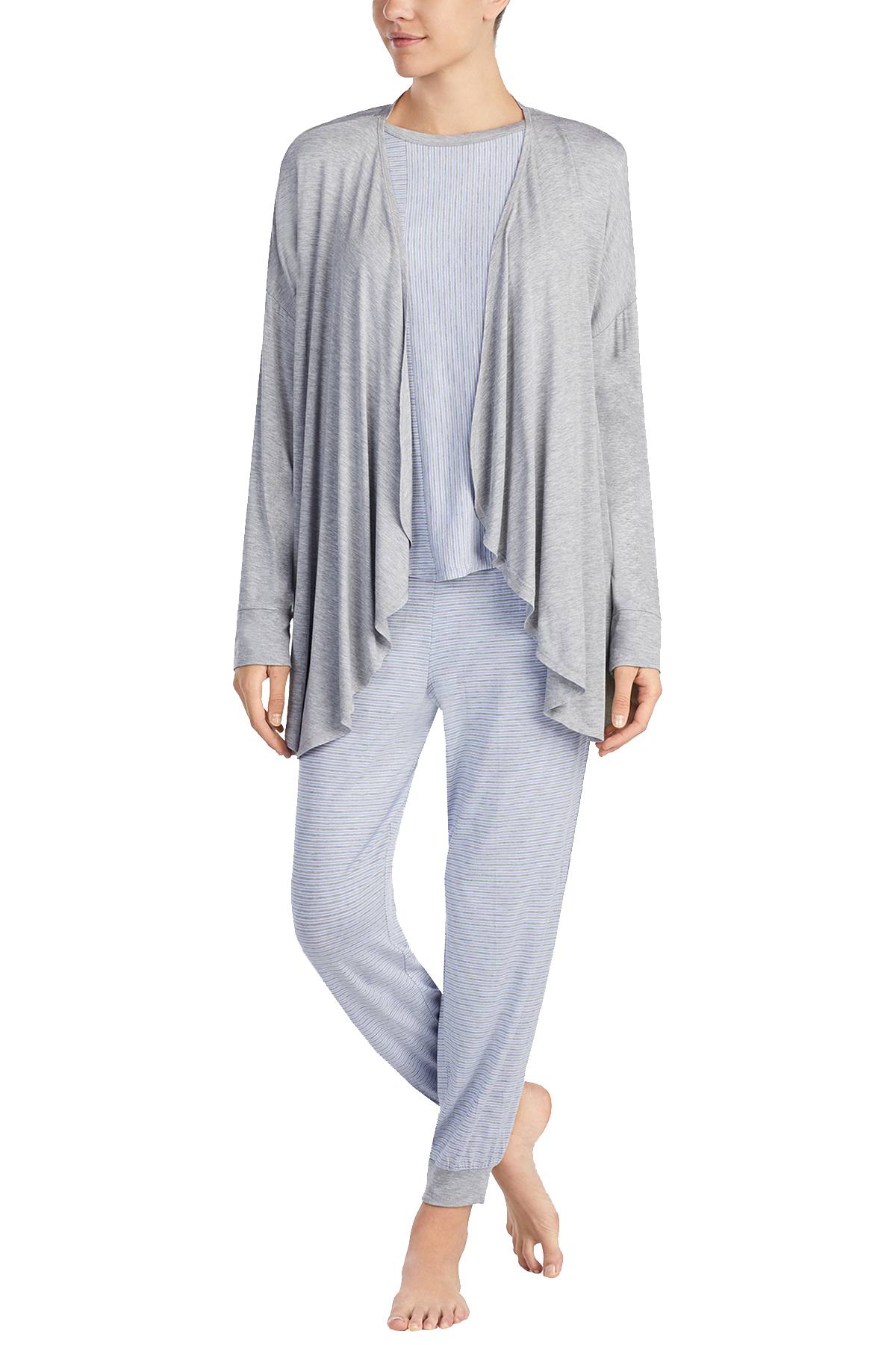 DKNY Heather-Grey Cozy Wrap-Front Bed Jacket