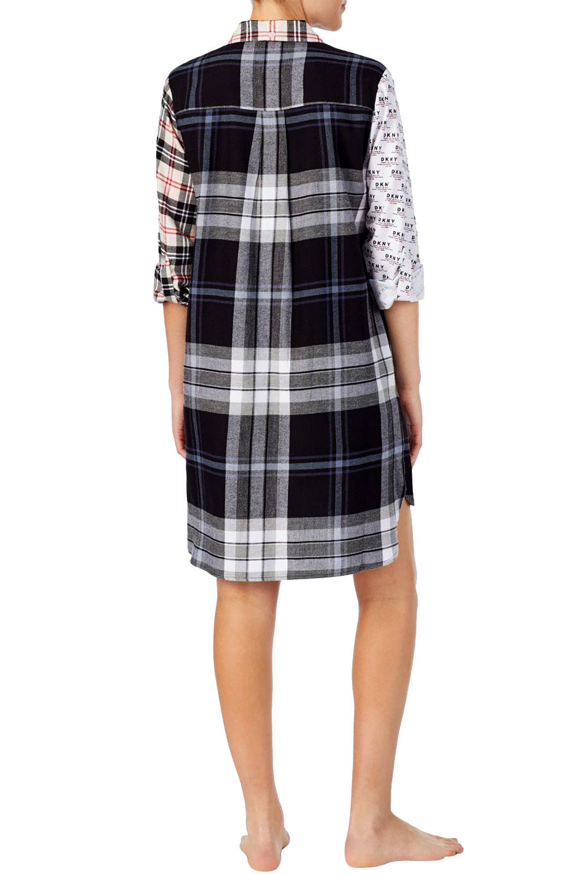 DKNY Multicolor Plaid Patchwork Sleep Shirt
