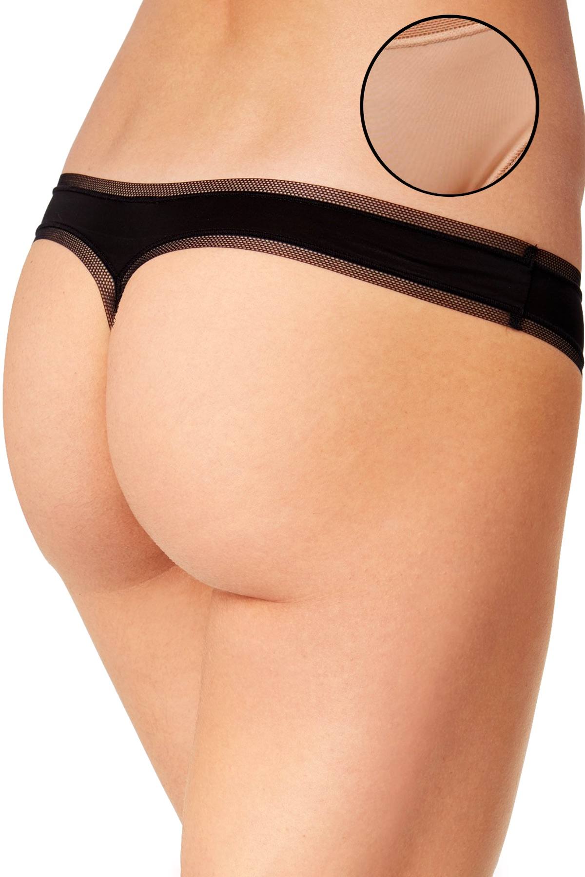 DKNY Nude Glow Litewear Low Rise Mesh Trim Thong