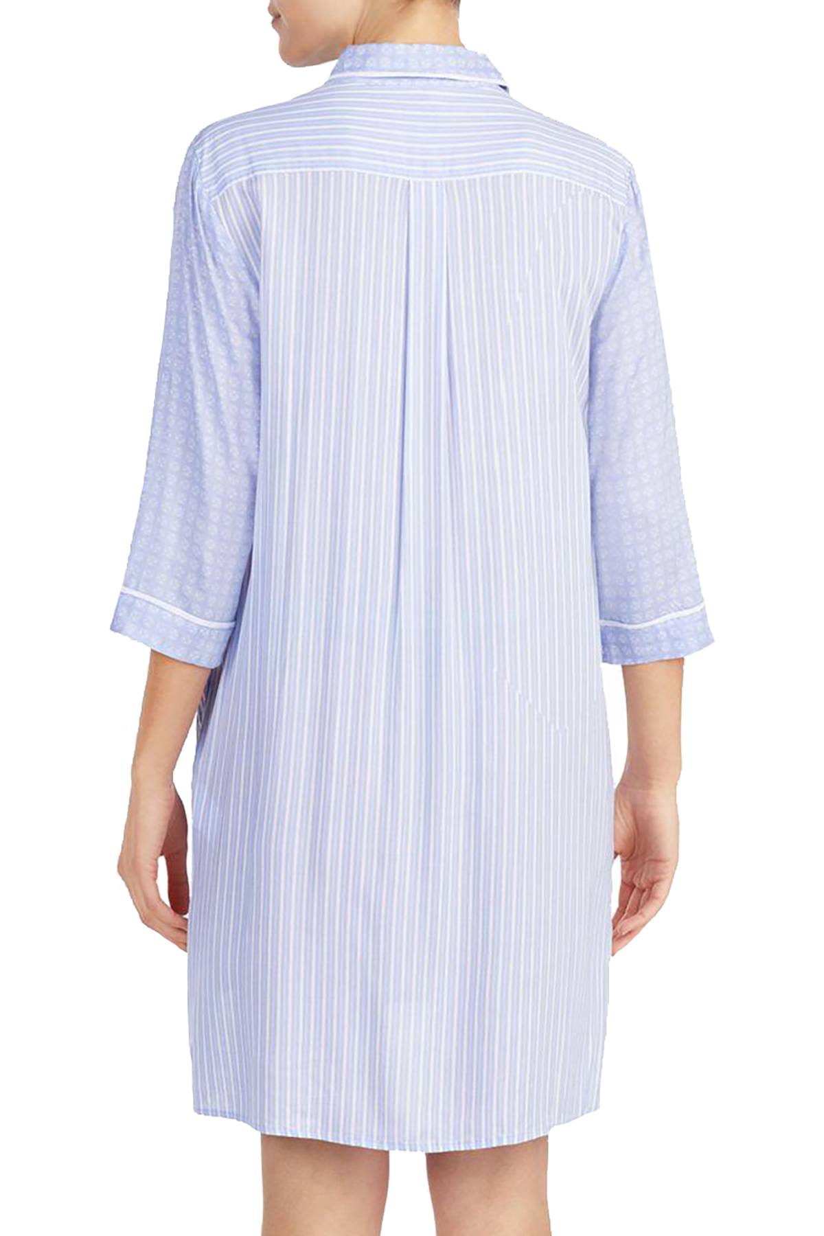 DKNY Periwinkle-Stripe Contrast-Print High-Low Sleepshirt