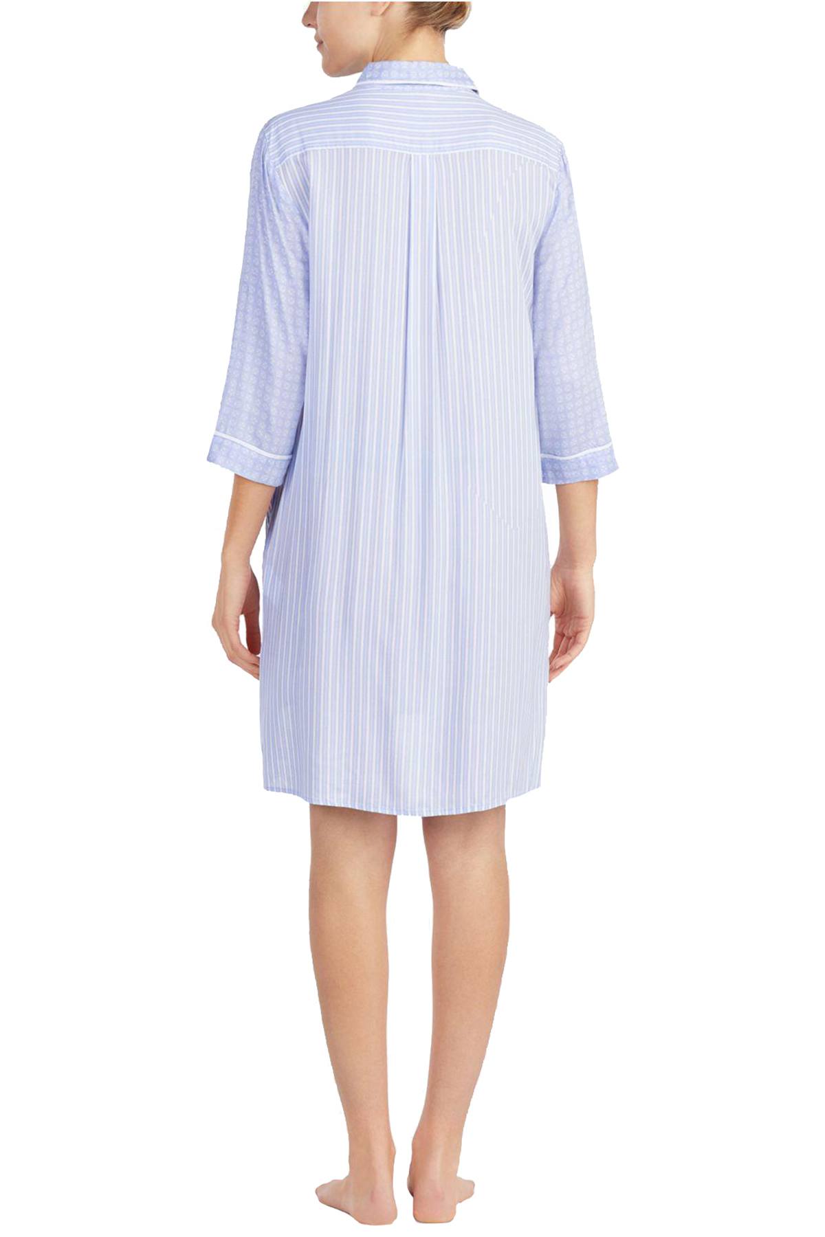 DKNY Periwinkle-Stripe Contrast-Print High-Low Sleepshirt
