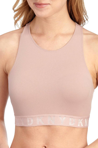 DKNY Shell Blush LiteWear Seamless Ribbed Crop Top Bralette