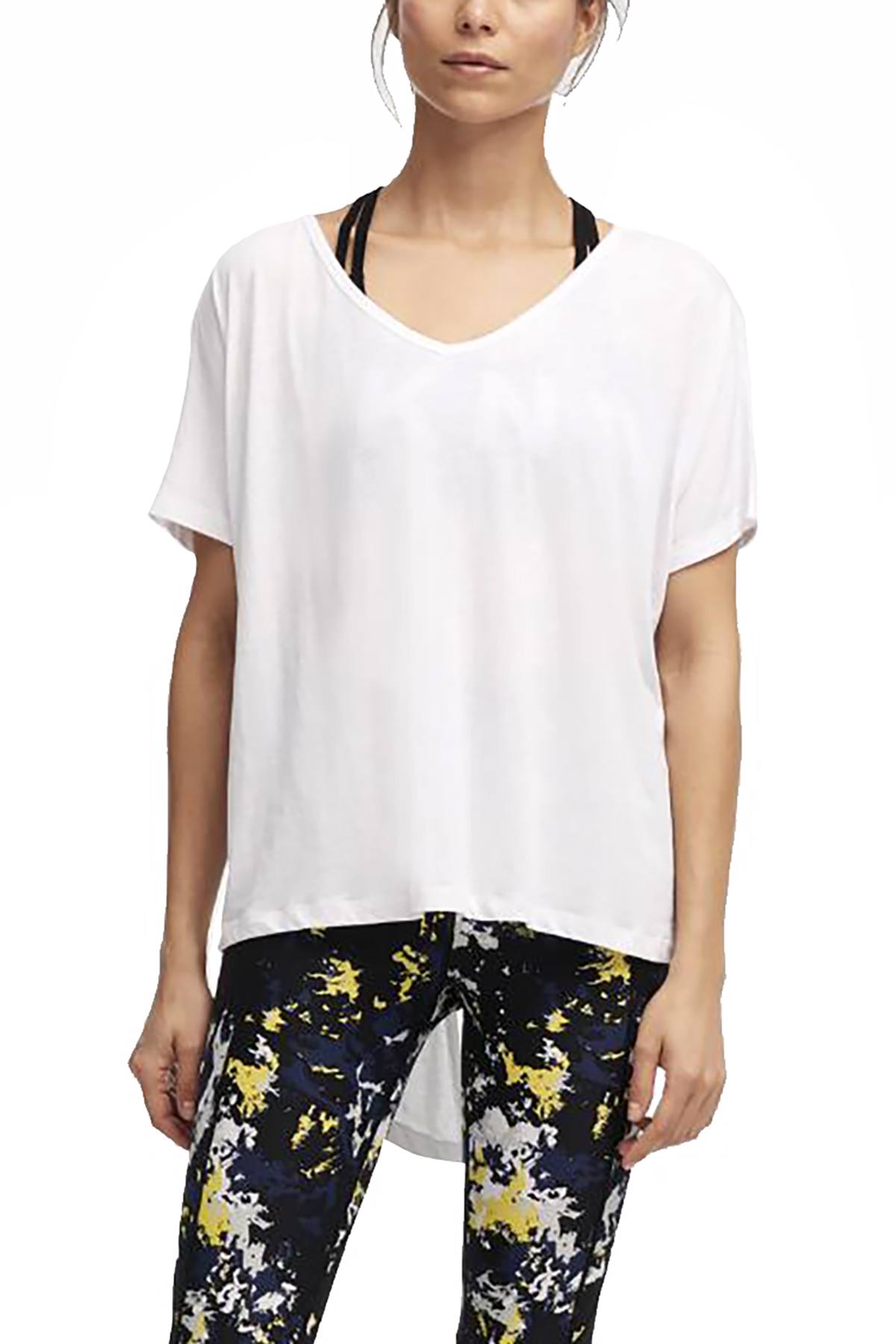 DKNY Sport White Tie-Back V-Neck Tee