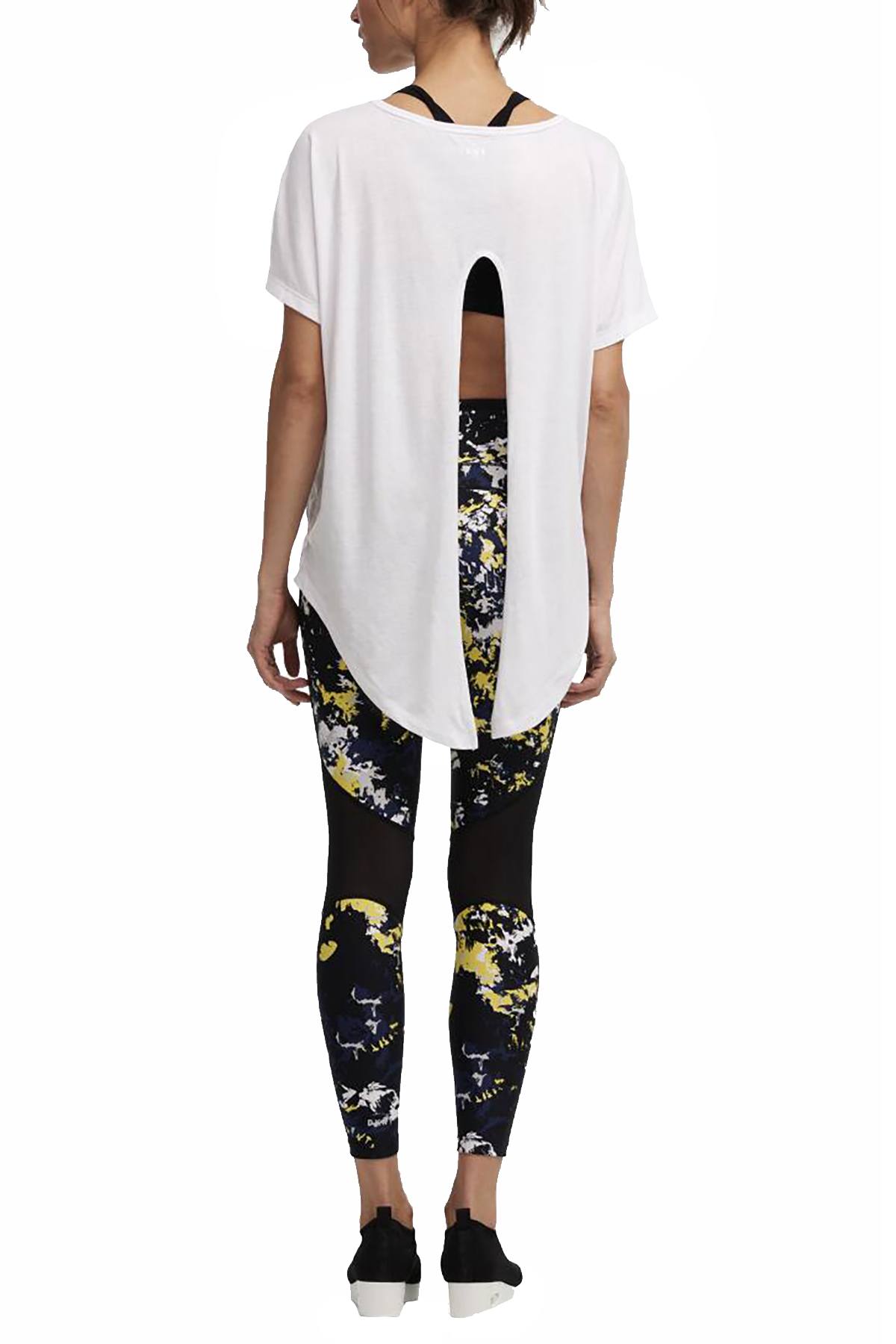 DKNY Sport White Tie-Back V-Neck Tee