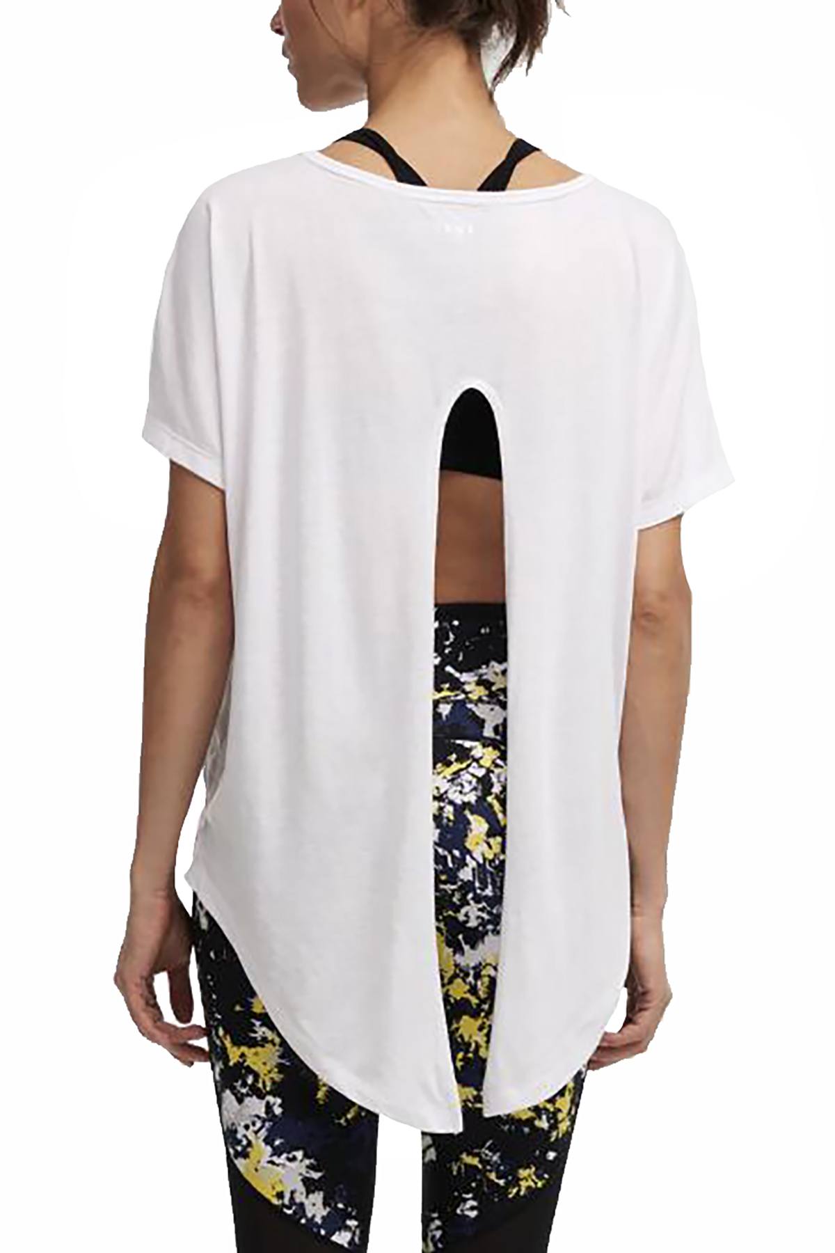 DKNY Sport White Tie-Back V-Neck Tee