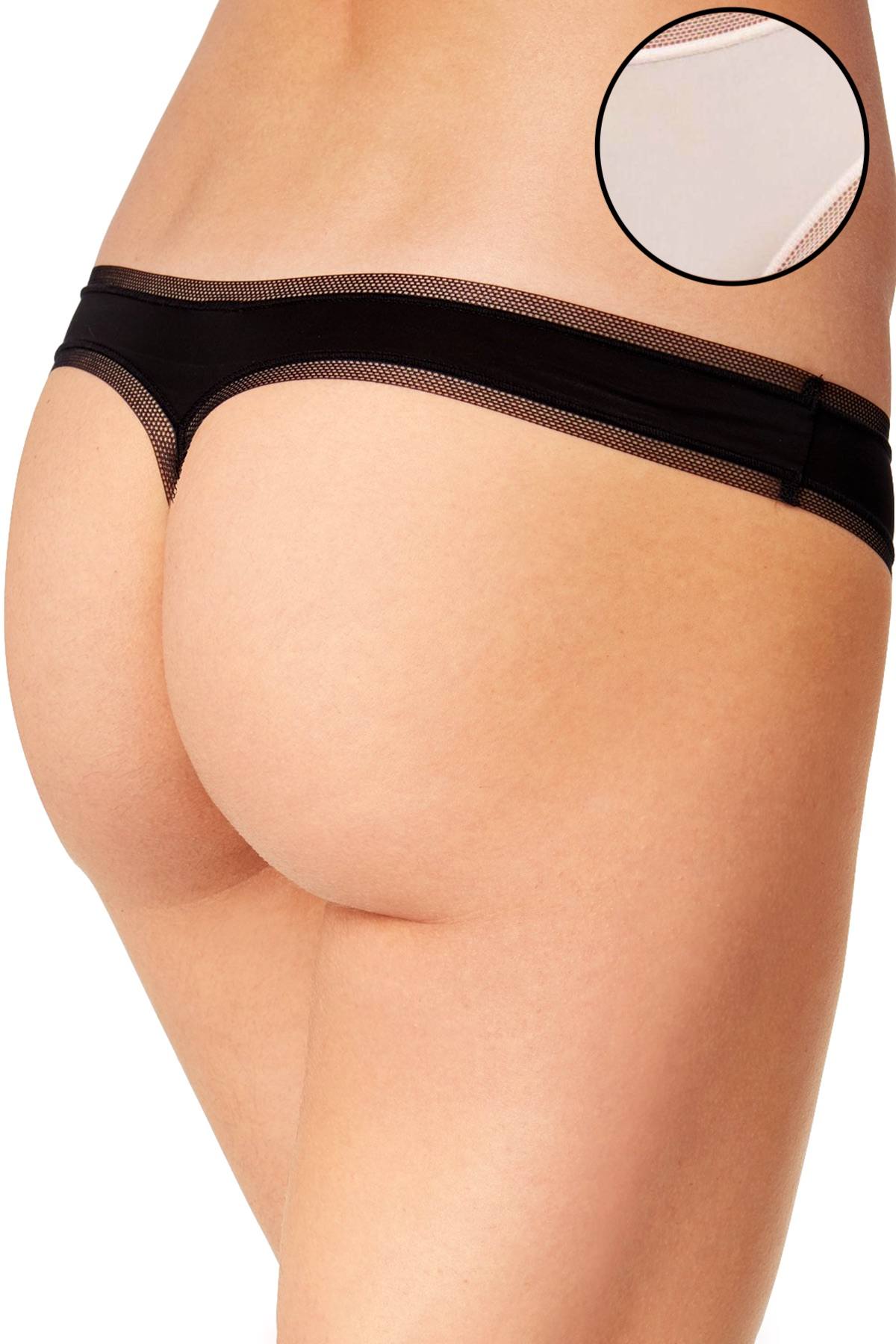 DKNY Vanilla Litewear Low Rise Mesh Trim Thong